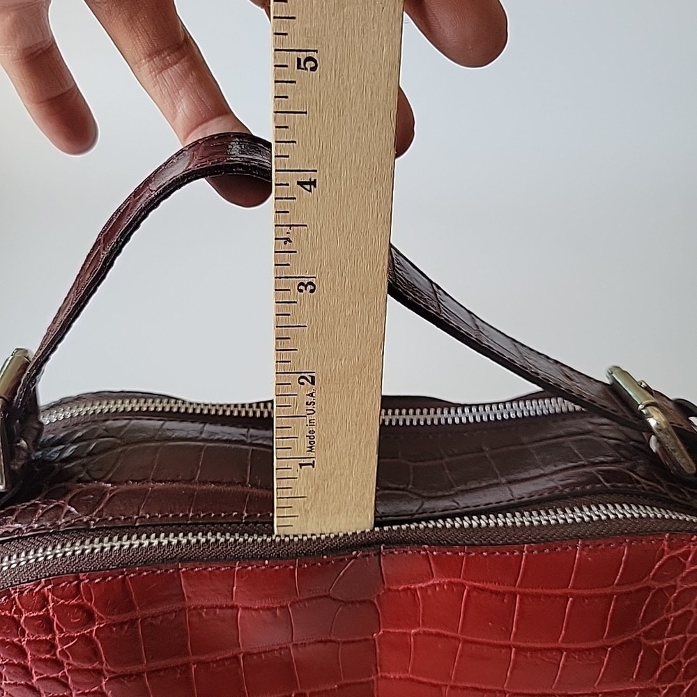 Niquea.D Satchel Shoulder Bag Embossed Italian‎ Leather Top Handle Statement - Picture 12 of 16